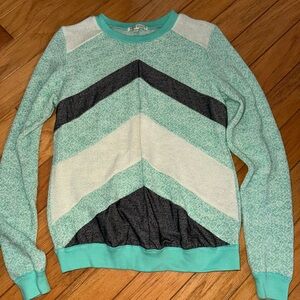 Chevron Pattern Mint and Gray Sweater